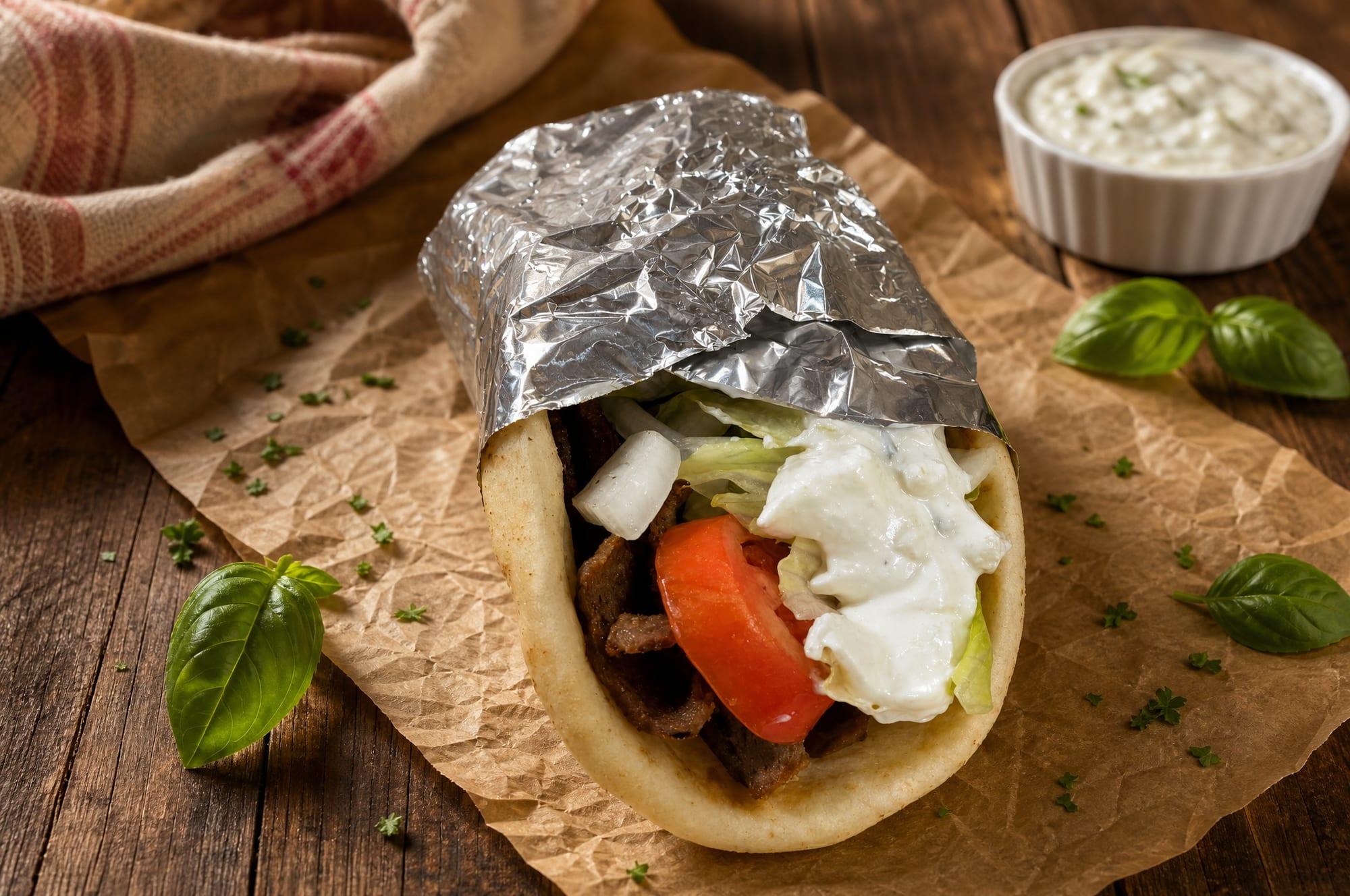 Al's gyro pita with lettuce, tomato, onion and tzatziki sauce
